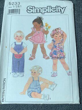 Simplicity Toddlers Jumpsuit Rompers Dress Sewing Pattern Size 1/2-1 9233 - uncu